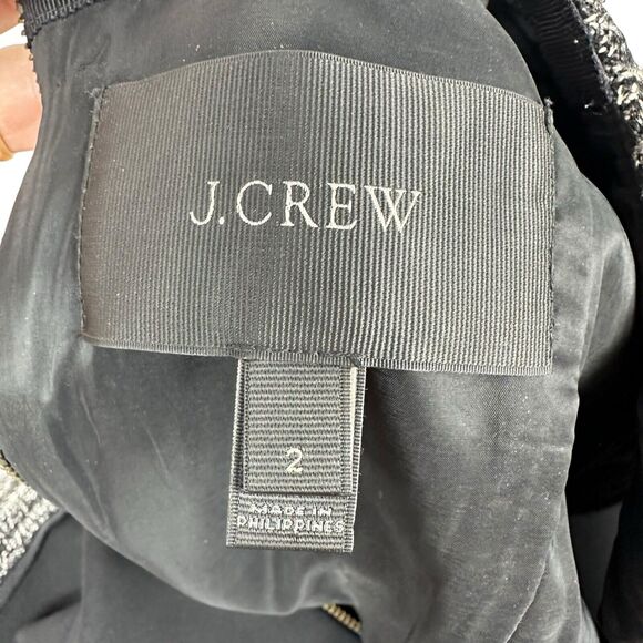 J Crew Tweed A-Line Dress Fit & Flare Mid-Thigh Short Sleeve Womens Size 2 Black - Picture 8 of 9